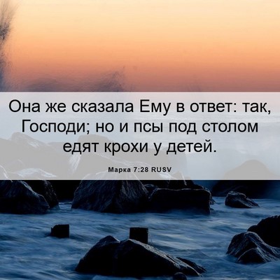Picture 06 - Марка 7:28 RUSV - Она же сказала Ему в ответ: - Bible Verse Picture