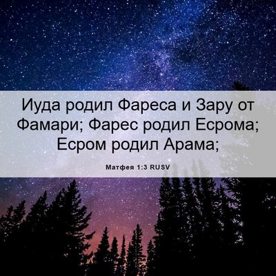 Picture 06 - Матфея 1:3 RUSV - Иуда родил Фареса и Зару от - Bible Verse Picture
