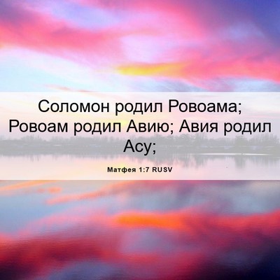 Picture 06 - Матфея 1:7 RUSV - Соломон родил Ровоама; - Bible Verse Picture