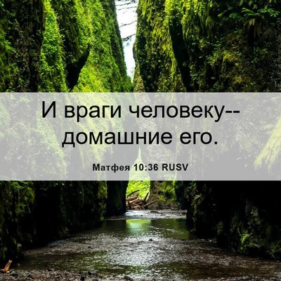 Picture 06 - Матфея 10:36 RUSV - И враги человеку--домашние - Bible Verse Picture