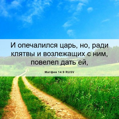Picture 06 - Матфея 14:9 RUSV - И опечалился царь, но, ради - Bible Verse Picture