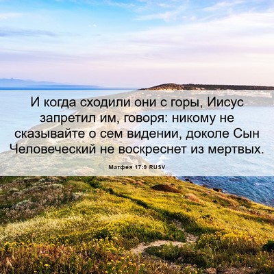 Picture 06 - Матфея 17:9 RUSV - И когда сходили они с горы, - Bible Verse Picture