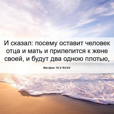Picture 06 - Матфея 19:5 RUSV - И сказал: посему оставит - Bible Verse Picture