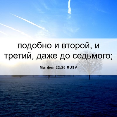 Picture 06 - Матфея 22:26 RUSV - подобно и второй, и третий, - Bible Verse Picture