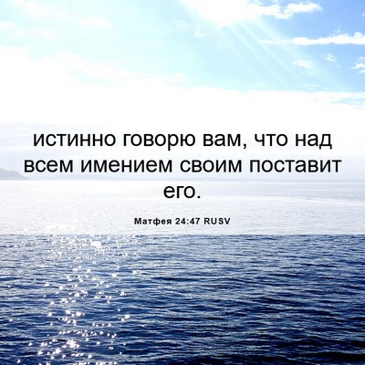 Picture 06 - Матфея 24:47 RUSV - истинно говорю вам, что над - Bible Verse Picture