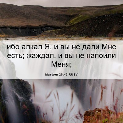 Picture 06 - Матфея 25:42 RUSV - ибо алкал Я, и вы не дали - Bible Verse Picture