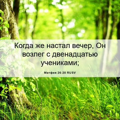 Picture 06 - Матфея 26:20 RUSV - Когда же настал вечер, Он - Bible Verse Picture