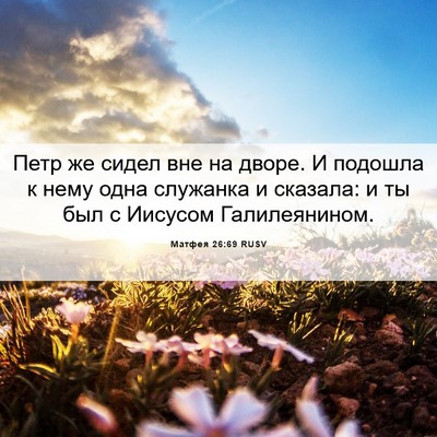 Picture 06 - Матфея 26:69 RUSV - Петр же сидел вне на дворе. - Bible Verse Picture