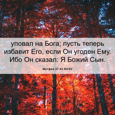 Picture 06 - Матфея 27:43 RUSV - уповал на Бога; пусть - Bible Verse Picture