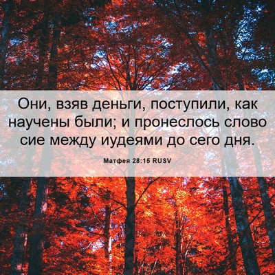 Picture 06 - Матфея 28:15 RUSV - Они, взяв деньги, - Bible Verse Picture