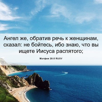 Picture 06 - Матфея 28:5 RUSV - Ангел же, обратив речь к - Bible Verse Picture