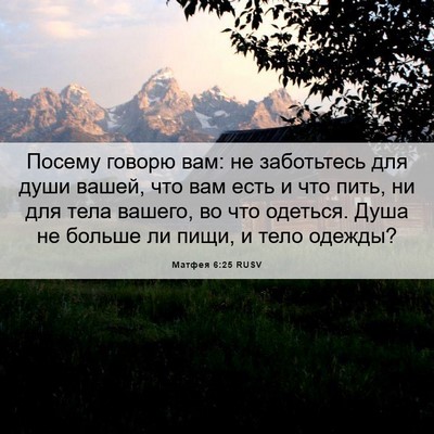 Picture 06 - Матфея 6:25 RUSV - Посему говорю вам: не - Bible Verse Picture