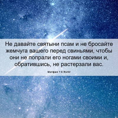 Picture 06 - Матфея 7:6 RUSV - Не давайте святыни псам и - Bible Verse Picture