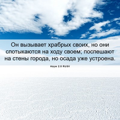 Picture 06 - Наум 2:5 RUSV - Он вызывает храбрых своих, - Bible Verse Picture