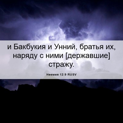 Picture 06 - Неемия 12:9 RUSV - и Бакбукия и Унний, братья - Bible Verse Picture