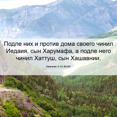Picture 06 - Неемия 3:10 RUSV - Подле них и против дома - Bible Verse Picture