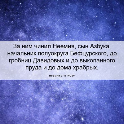 Picture 06 - Неемия 3:16 RUSV - За ним чинил Неемия, сын - Bible Verse Picture