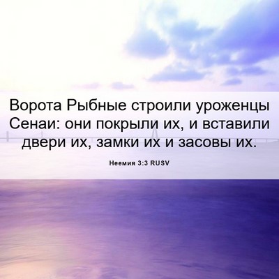 Picture 06 - Неемия 3:3 RUSV - Ворота Рыбные строили - Bible Verse Picture