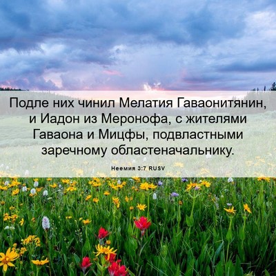 Picture 06 - Неемия 3:7 RUSV - Подле них чинил Мелатия - Bible Verse Picture
