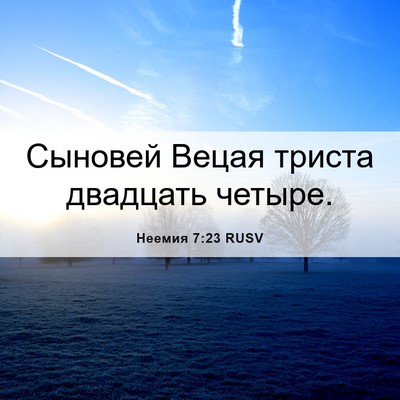 Picture 06 - Неемия 7:23 RUSV - Сыновей Вецая триста - Bible Verse Picture
