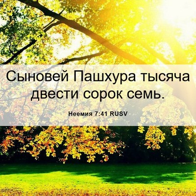 Picture 06 - Неемия 7:41 RUSV - Сыновей Пашхура тысяча - Bible Verse Picture