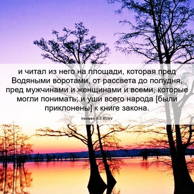 Picture 06 - Неемия 8:3 RUSV - и читал из него на площади, - Bible Verse Picture