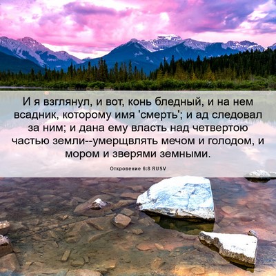 Picture 06 - Откровение 6:8 RUSV - И я взглянул, и вот, конь - Bible Verse Picture