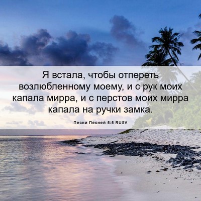 Picture 06 - Песни Песней 5:5 RUSV - Я встала, чтобы отпереть - Bible Verse Picture