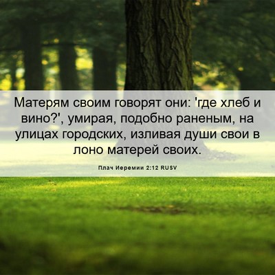 Picture 06 - Плач Иеремии 2:12 RUSV - Матерям своим говорят они: - Bible Verse Picture
