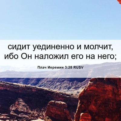 Picture 06 - Плач Иеремии 3:28 RUSV - сидит уединенно и молчит, - Bible Verse Picture
