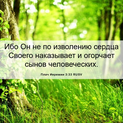 Picture 06 - Плач Иеремии 3:33 RUSV - Ибо Он не по изволению - Bible Verse Picture