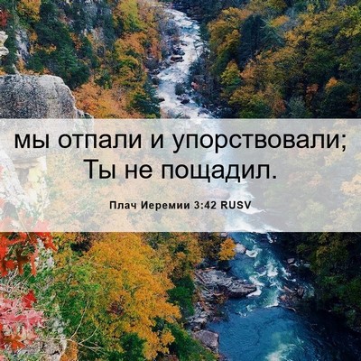 Picture 06 - Плач Иеремии 3:42 RUSV - мы отпали и упорствовали; - Bible Verse Picture