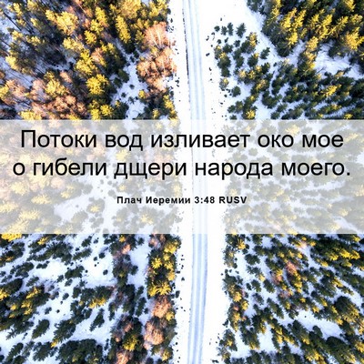 Picture 06 - Плач Иеремии 3:48 RUSV - Потоки вод изливает око - Bible Verse Picture