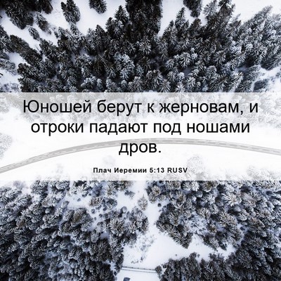 Picture 06 - Плач Иеремии 5:13 RUSV - Юношей берут к жерновам, и - Bible Verse Picture