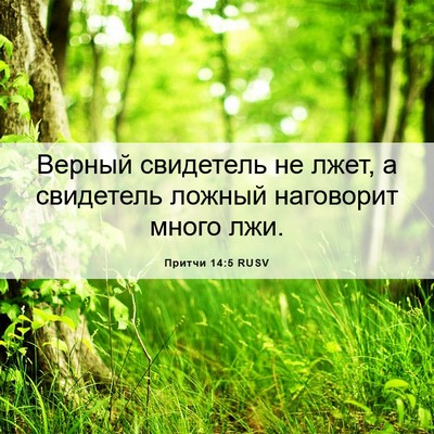 Picture 06 - Притчи 14:5 RUSV - Верный свидетель не лжет, а - Bible Verse Picture