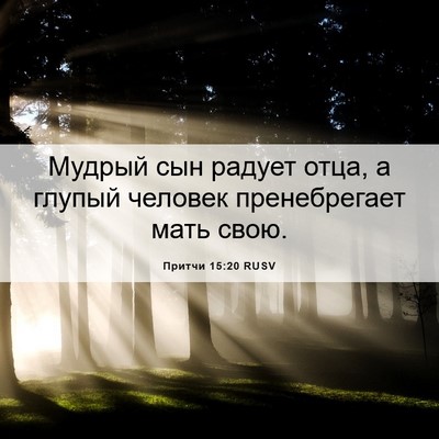 Picture 06 - Притчи 15:20 RUSV - Мудрый сын радует отца, а - Bible Verse Picture
