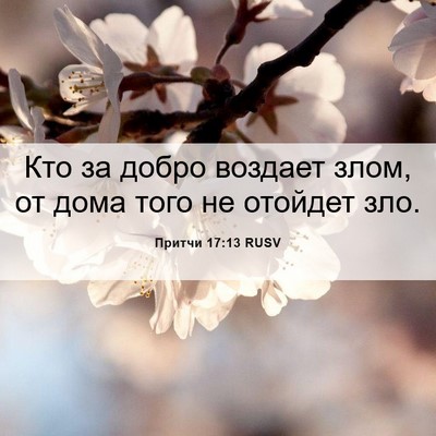 Picture 06 - Притчи 17:13 RUSV - Кто за добро воздает злом, - Bible Verse Picture