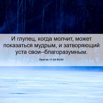 Picture 06 - Притчи 17:28 RUSV - И глупец, когда молчит, - Bible Verse Picture