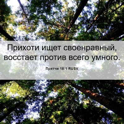 Picture 06 - Притчи 18:1 RUSV - Прихоти ищет своенравный, - Bible Verse Picture