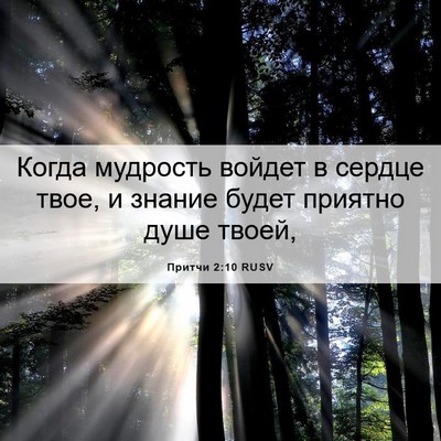Picture 06 - Притчи 2:10 RUSV - Когда мудрость войдет в - Bible Verse Picture