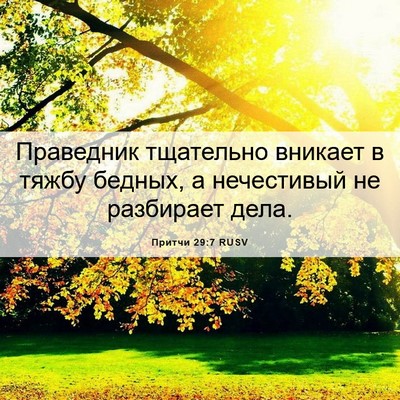 Picture 06 - Притчи 29:7 RUSV - Праведник тщательно - Bible Verse Picture