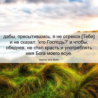 Picture 06 - Притчи 30:9 RUSV - дабы, пресытившись, я не - Bible Verse Picture