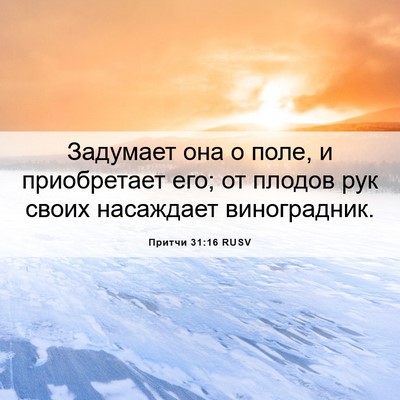 Picture 06 - Притчи 31:16 RUSV - Задумает она о поле, и - Bible Verse Picture