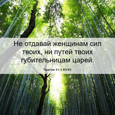 Picture 06 - Притчи 31:3 RUSV - Не отдавай женщинам сил - Bible Verse Picture