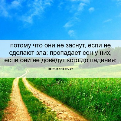 Picture 06 - Притчи 4:16 RUSV - потому что они не заснут, - Bible Verse Picture