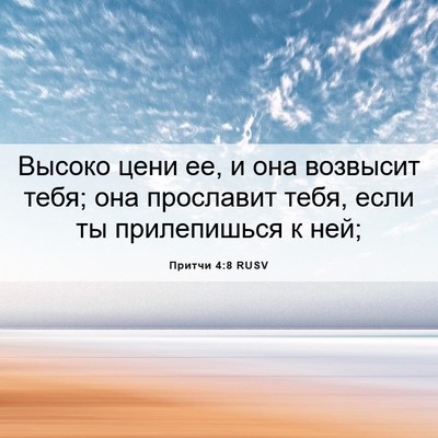Picture 06 - Притчи 4:8 RUSV - Высоко цени ее, и она - Bible Verse Picture