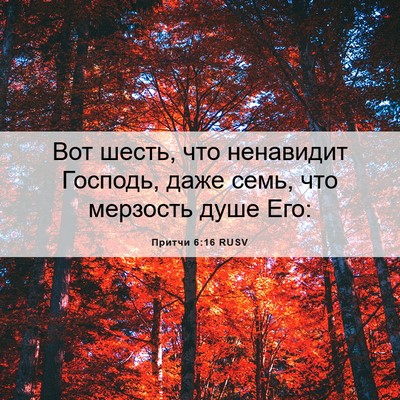 Picture 06 - Притчи 6:16 RUSV - Вот шесть, что ненавидит - Bible Verse Picture