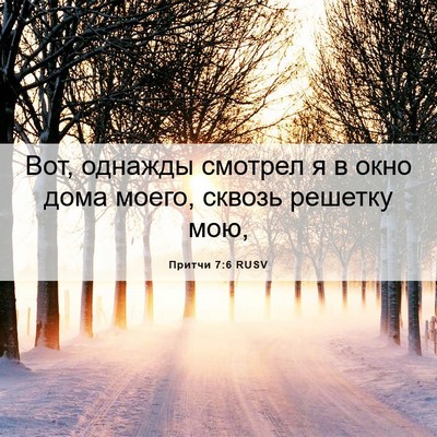 Picture 06 - Притчи 7:6 RUSV - Вот, однажды смотрел я в - Bible Verse Picture