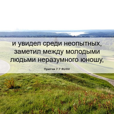 Picture 06 - Притчи 7:7 RUSV - и увидел среди неопытных, - Bible Verse Picture