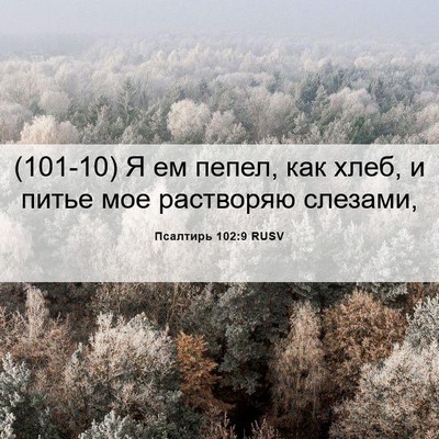 Picture 06 - Псалтирь 102:9 RUSV - (101-10) Я ем пепел, как хлеб, и - Bible Verse Picture